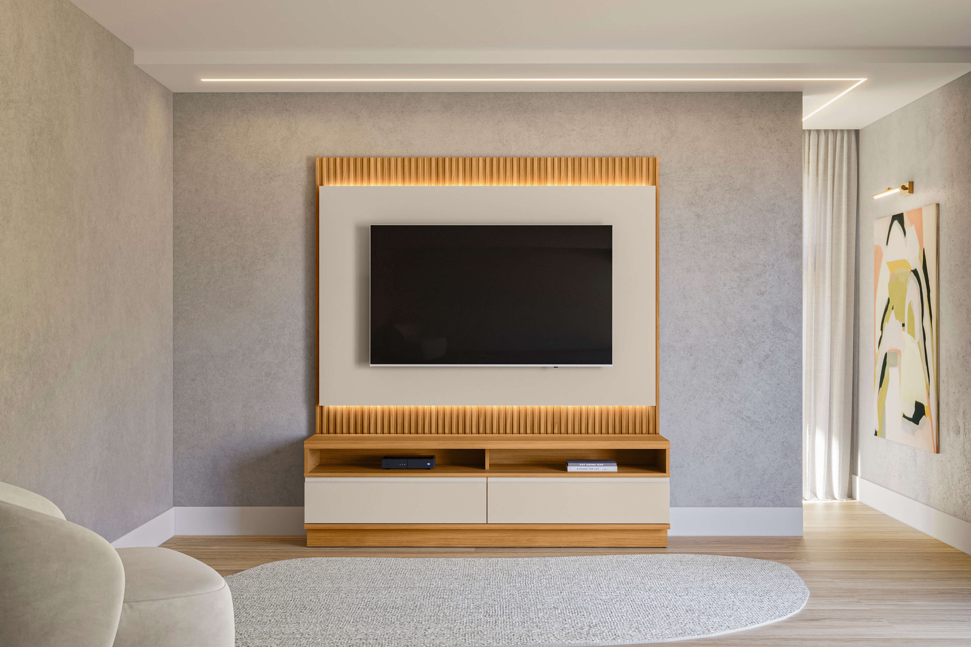 Rack con Panel Modular Sao Paulo 180cm con Led MDF/MDP