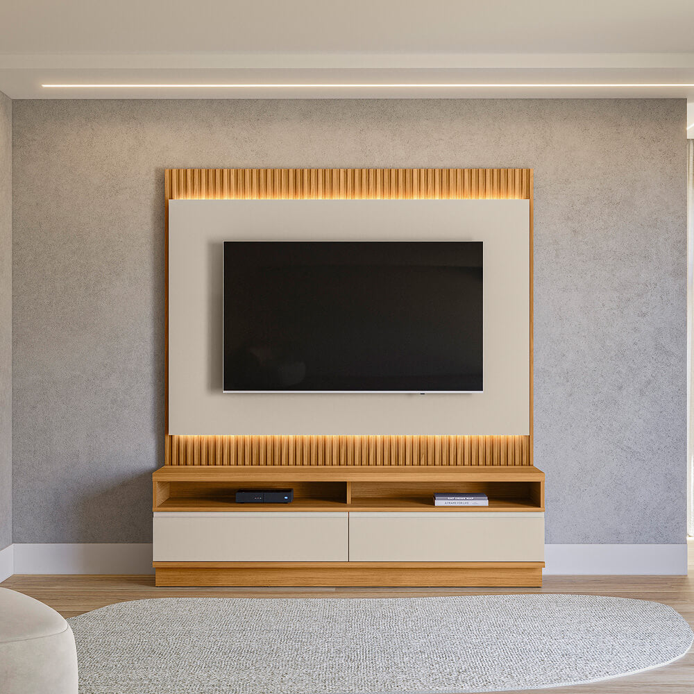 Rack con Panel Modular Sao Paulo 180cm con Led MDF/MDP