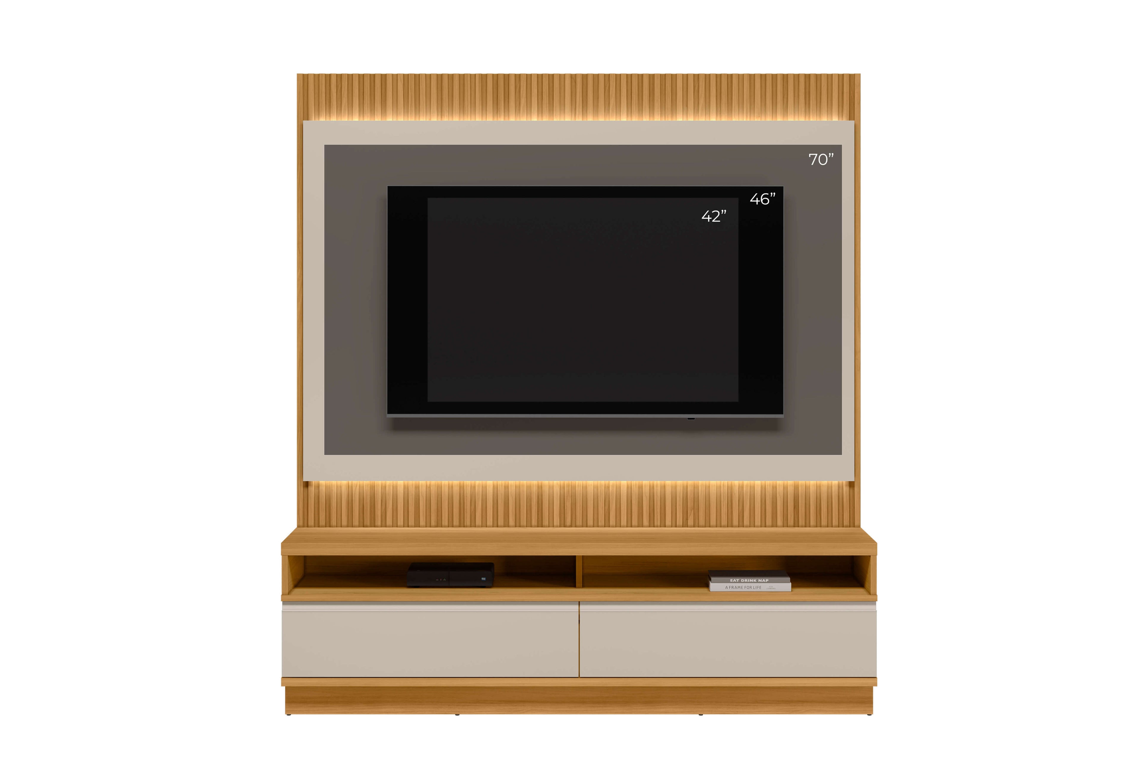 Rack con Panel Modular Sao Paulo 180cm con Led MDF/MDP