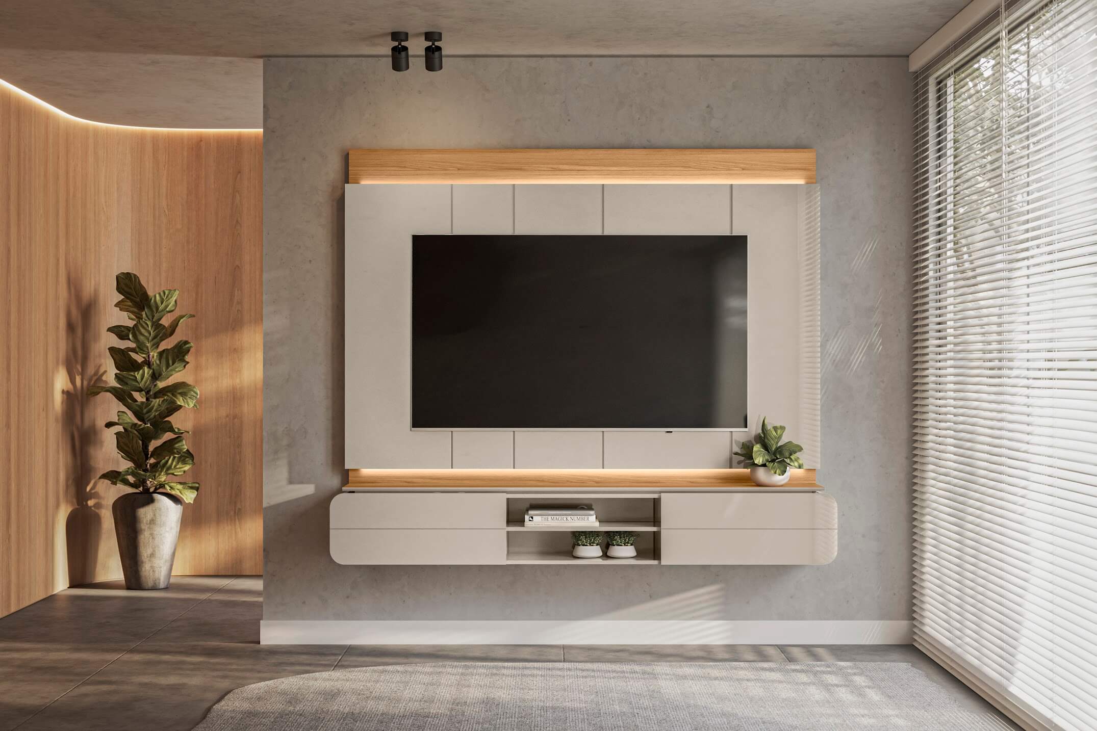 Panel para TV Zurique 200cm con Kit Led MDF/MDP