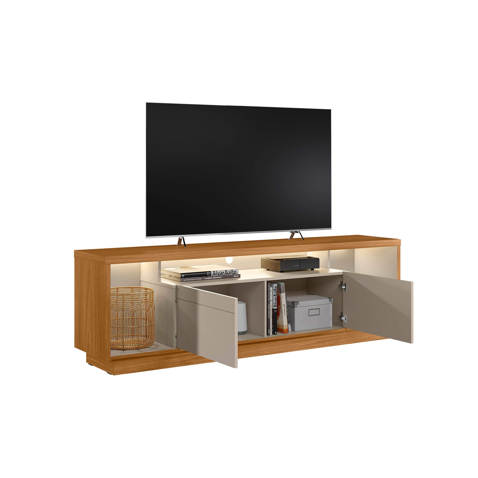 Rack tv Sala Cronos 180cm con tira Led MDF/MDP