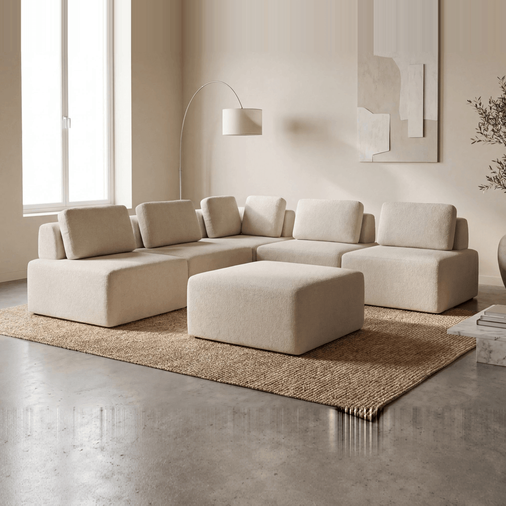 Sofa Modular Florencia Esquinero - 4 Asientos + 1 Puff + 1 Esquinero