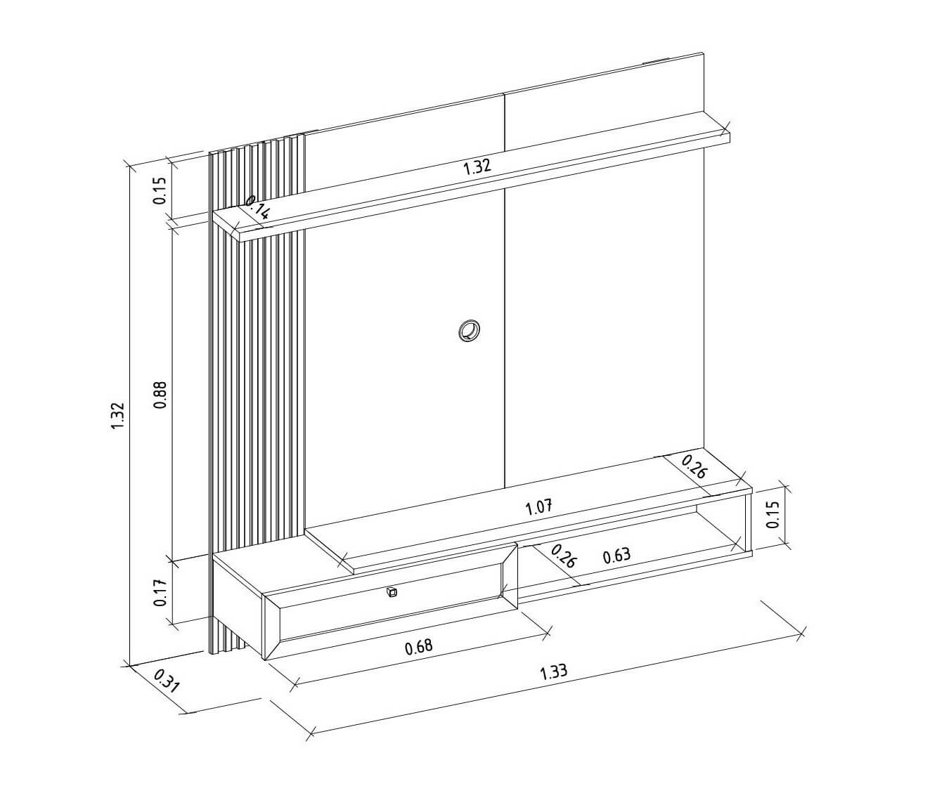 Panel para TV Alvorada 133cm con Led MDF/MDP