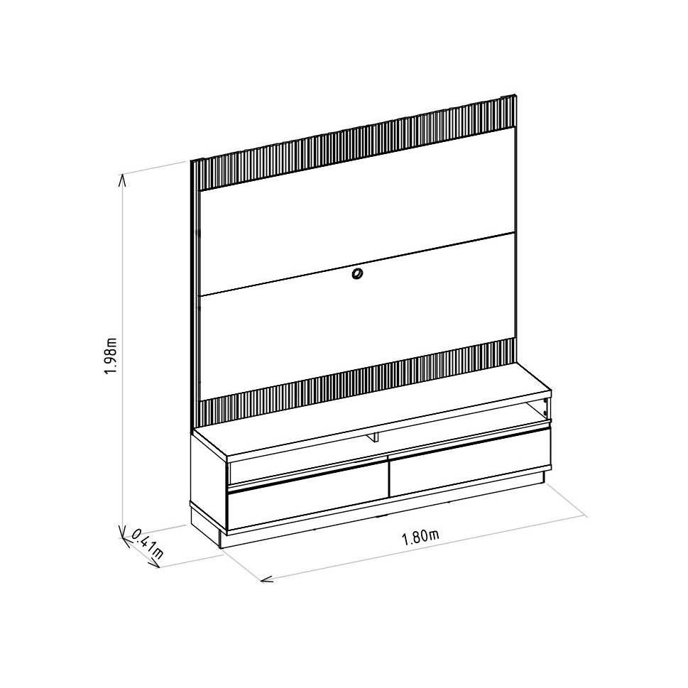 Rack con Panel Modular Sao Paulo 180cm con Led MDF/MDP
