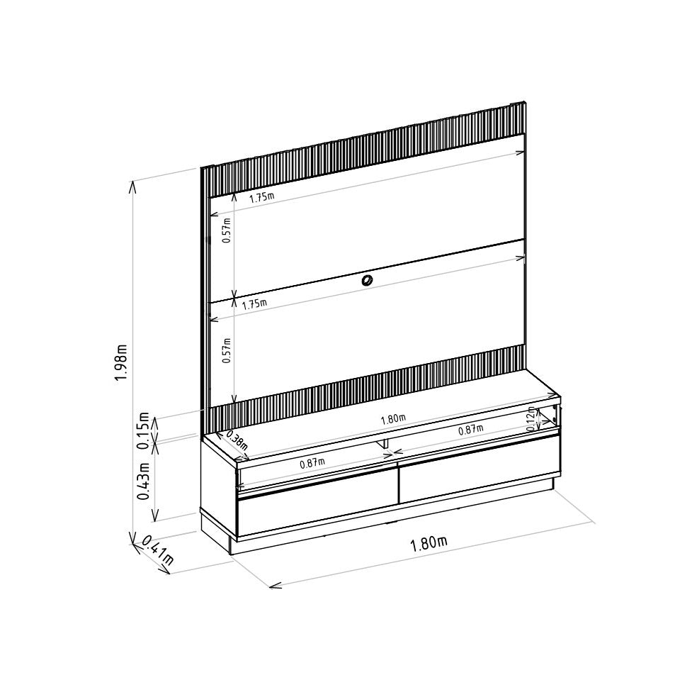 Rack con Panel Modular Sao Paulo 180cm con Led MDF/MDP