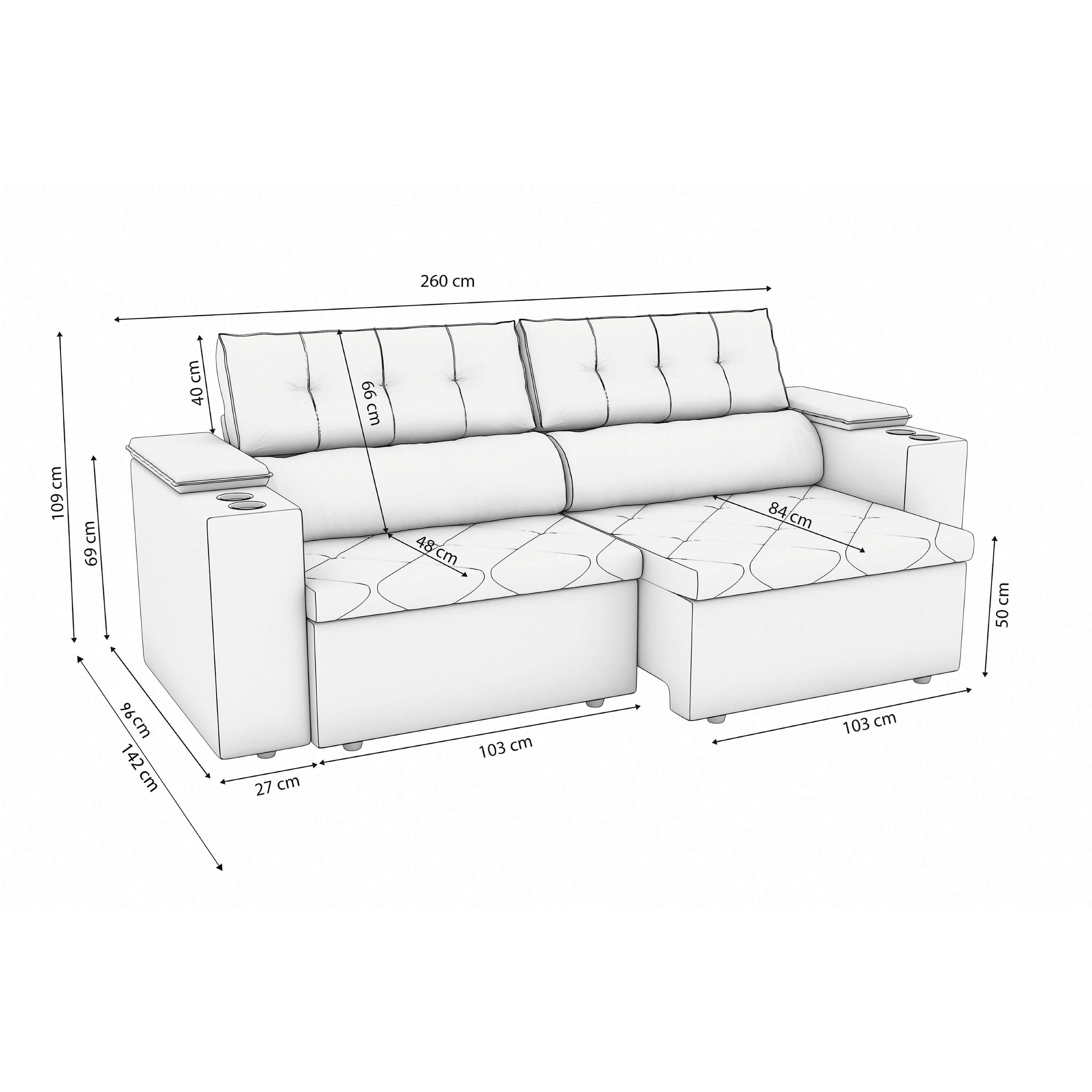 Sofa Otto 260CM - Retractil/Reclinable