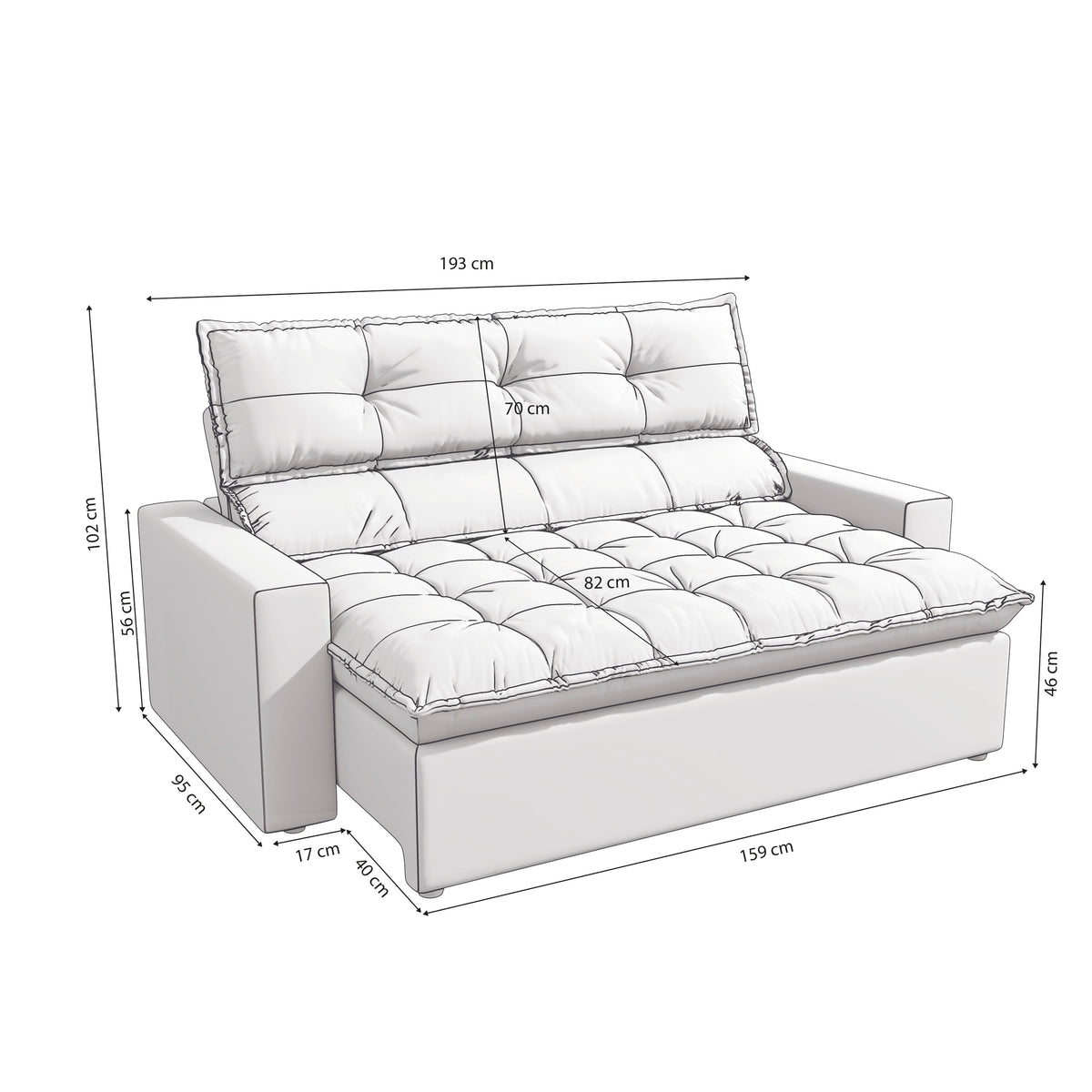 Sofa Viteli 193CM - Retractil/Reclinable