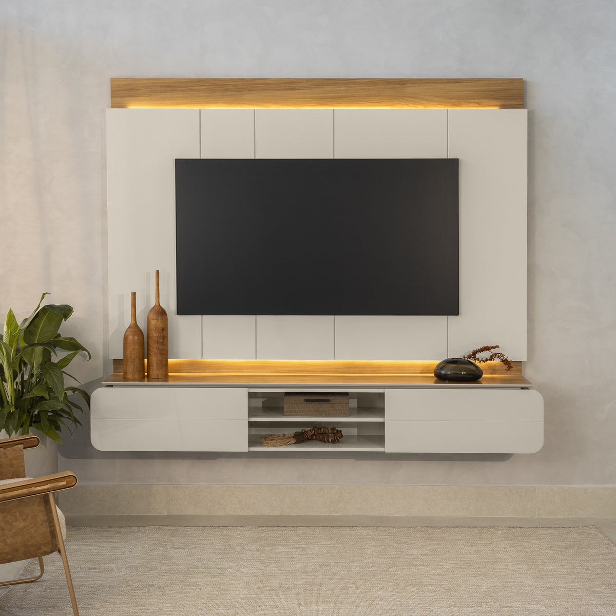 Panel para TV Zurique 200cm con Kit Led MDF/MDP