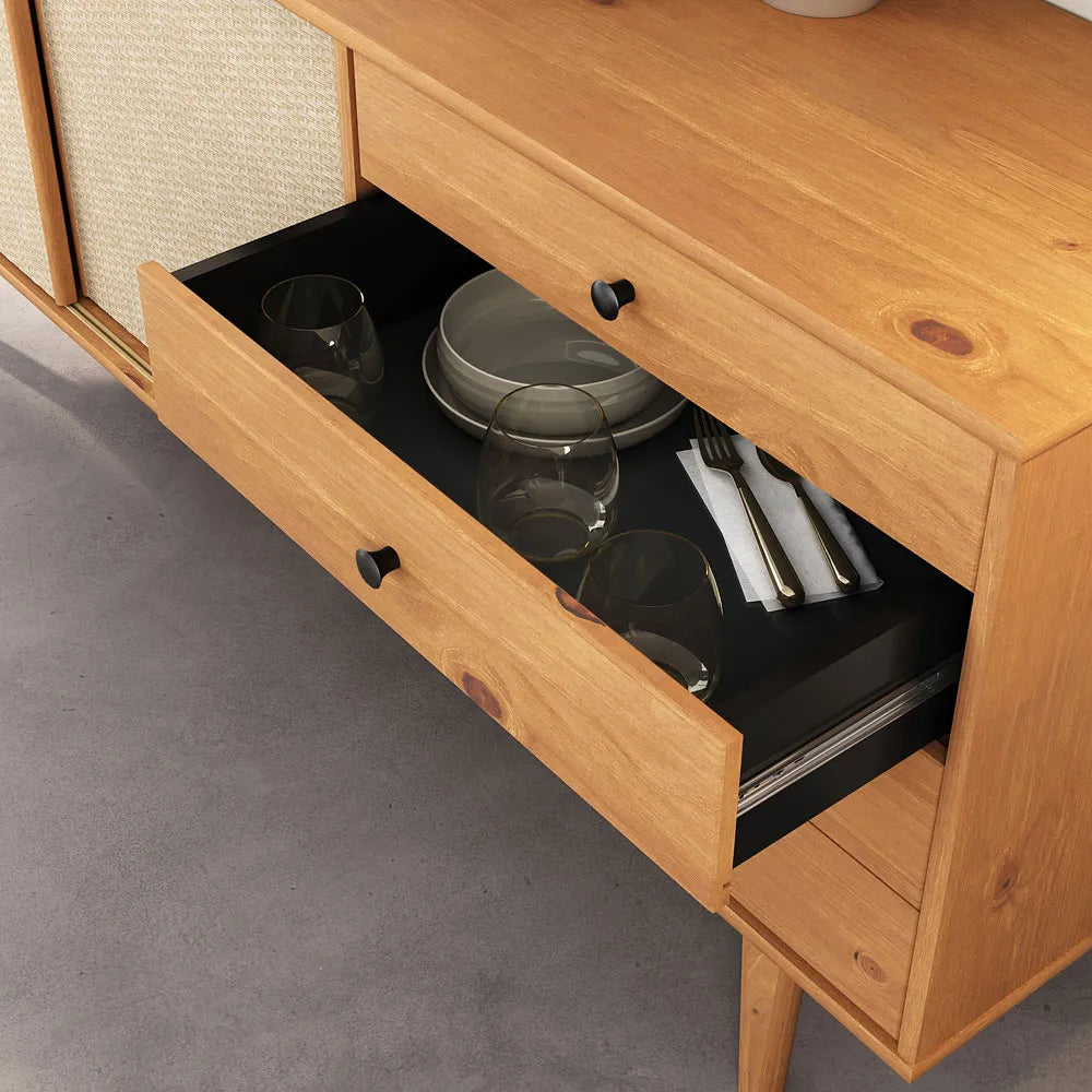 Aparador Buffet 175CM con Ratan Serena - Madera Maciza