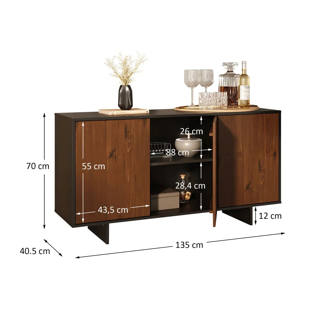 Aparador Buffet Arven 135cm - Madera Maciza
