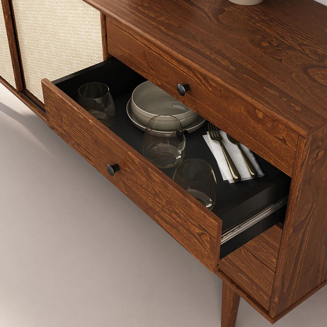 Aparador Buffet 175CM con Ratan Serena - Madera Maciza