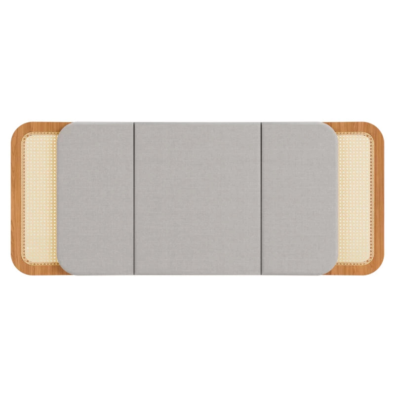 Cabecera Cama Valeria con Ratan Natural 170cm Curvo - 100% MDF