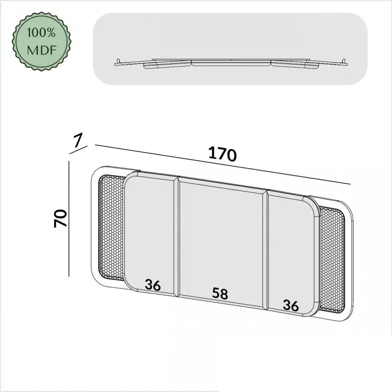 Cabecera Cama Valeria con Ratan Natural 170cm Curvo - 100% MDF