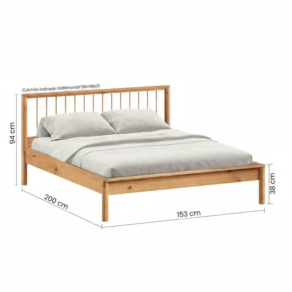 Cama Matrimonial Apama - Madera Maciza