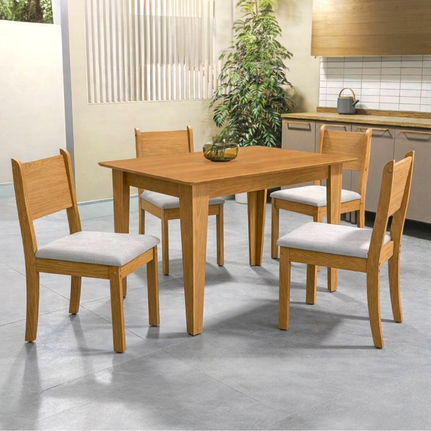 Juego de Comedor Melina 120CM + 4 Sillas Cora