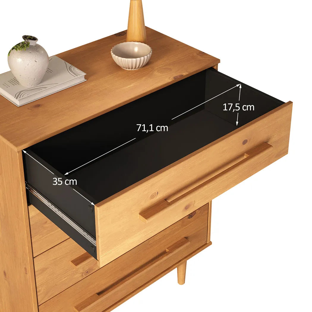 Comoda Trega 80CM 4 Cajones - Madera Maciza