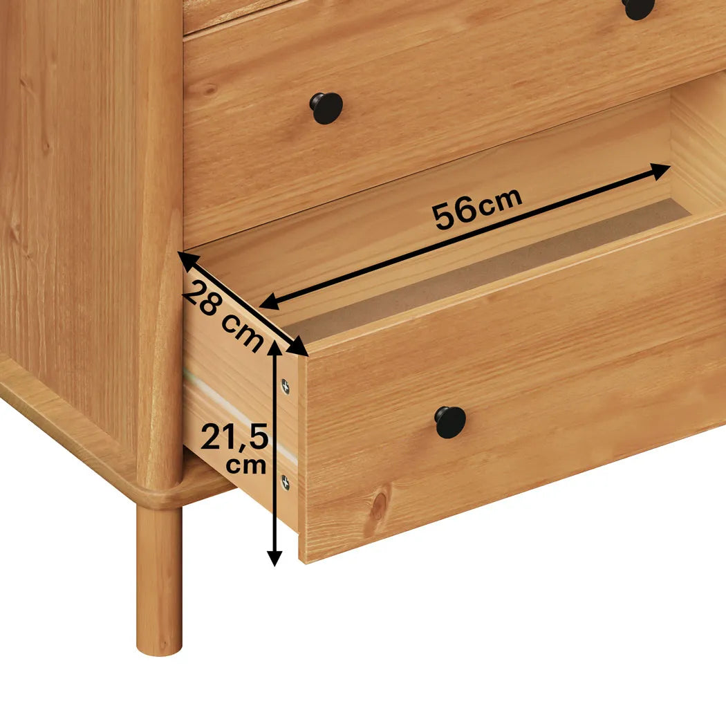 Comoda Apama 130CM 6 Cajones - Madera Maciza