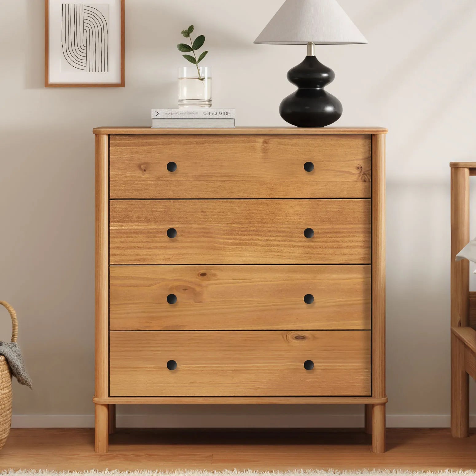 Comoda Apama 90CM 4 Cajones - Madera Maciza