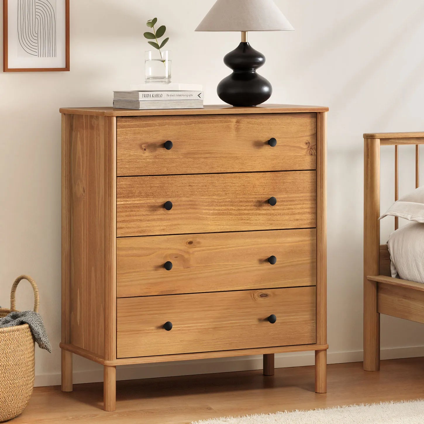 Comoda Apama 90CM 4 Cajones - Madera Maciza