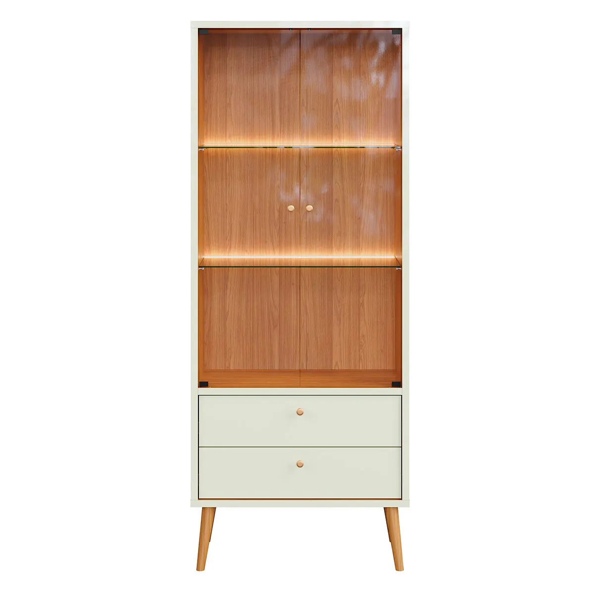 Cristalera Aparador Retro Con Vidrio y Led Monica 100% MDF con Led