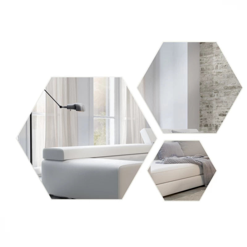 Kit de espejos decorativos hexagonales 60cm, 45cm y 30cm Bordes Blancos