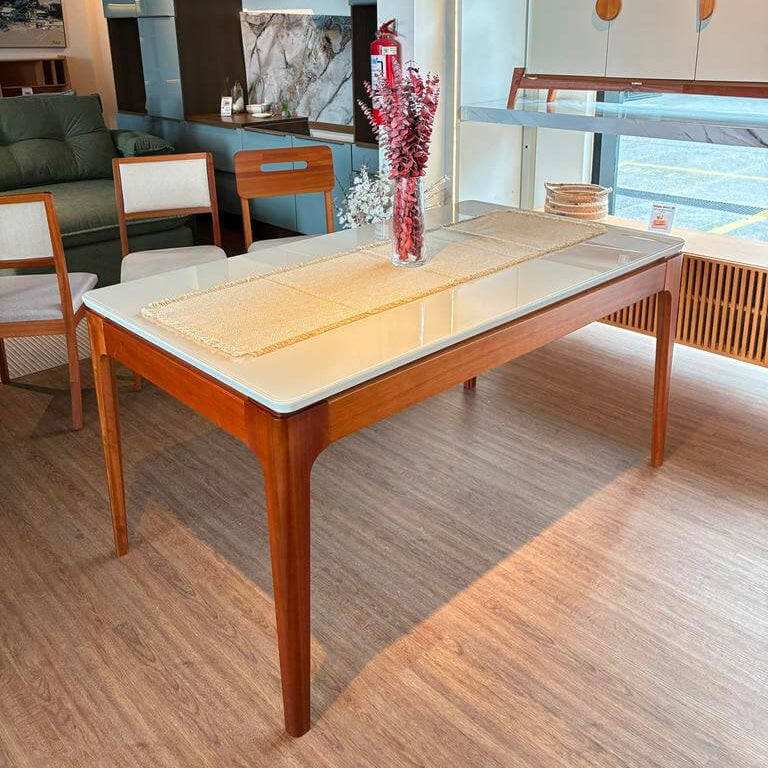 Mesa Mira Rectangular - Madera Maciza y Vidrio Sobrepuesto