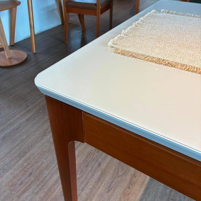 Mesa Mira Rectangular - Madera Maciza y Vidrio Sobrepuesto