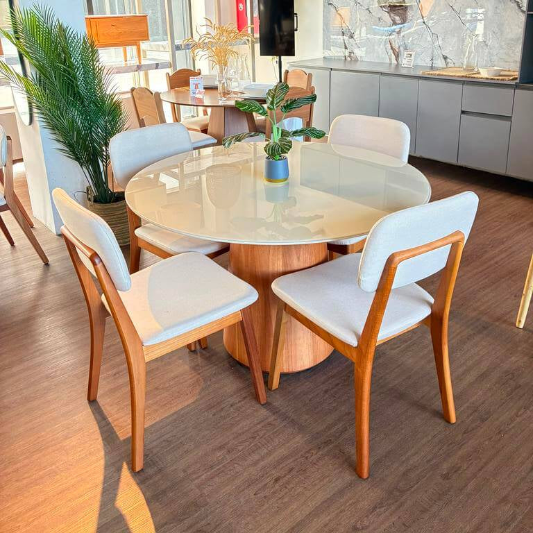 Juego de Comedor Zara con Sillas Lino Classic Madera Maciza - Línea Manhattan
