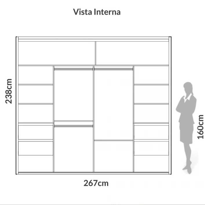 Ropero Placard 100% MDF - Toronto 267cm