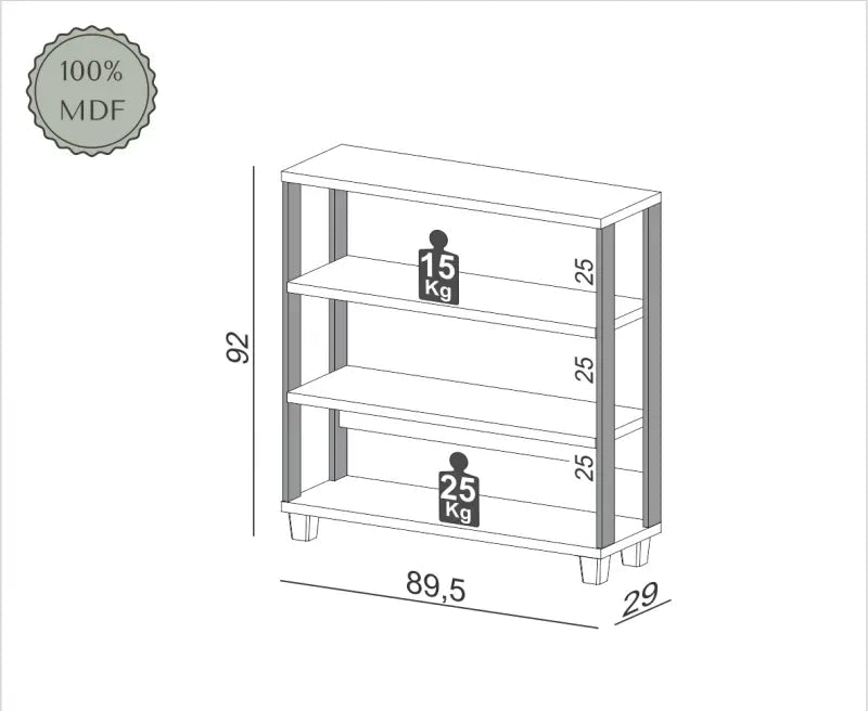 Estante Bajo 90CM 100% MDF - Linea Factory