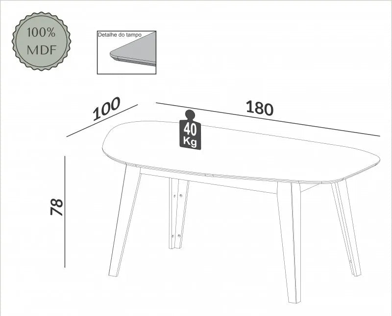 Mesa de Comedor Organica Prisma - 100% MDF