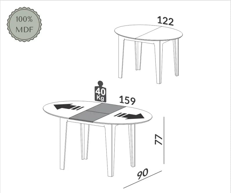 Mesa de Comedor Extensible - Linea Factory 100% MDF