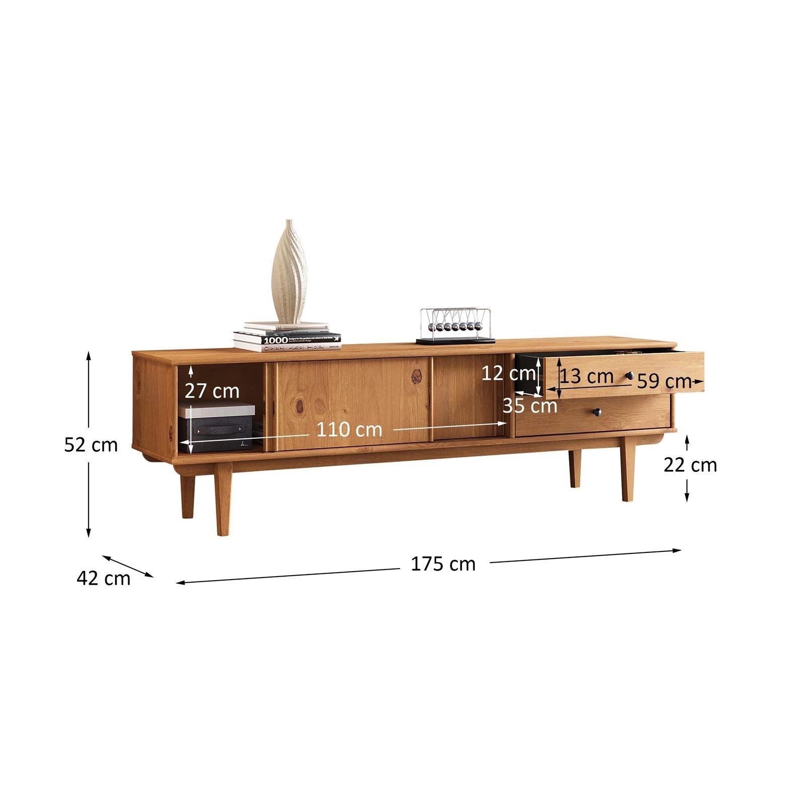 Rack TV 175CM Serena - Madera Maciza