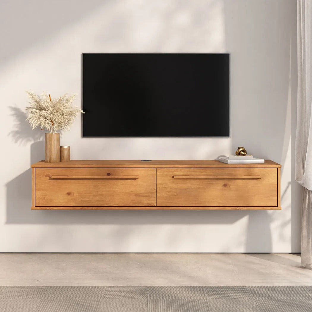 Rack TV 145cm Suspendido/Flotante Trega - Madera Maciza