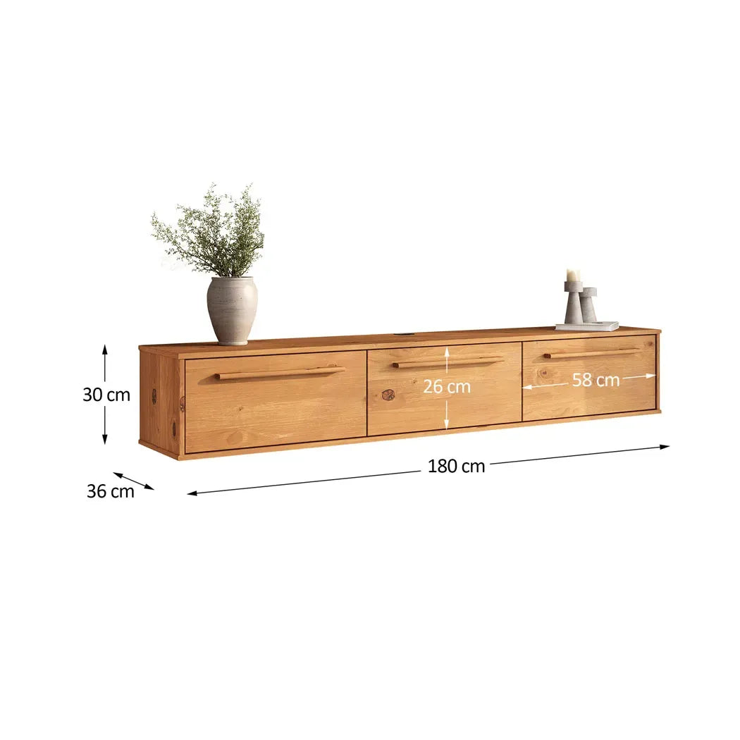 Rack TV 180CM Flotante Trega - Madera Maciza