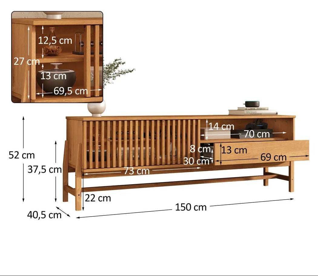 Rack TV 145cm Ader - Madera Maciza