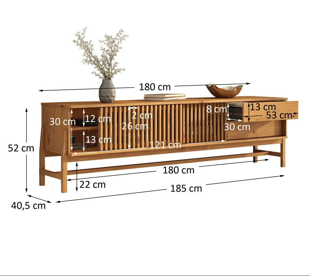 Rack TV 180cm Ader - Madera Maciza