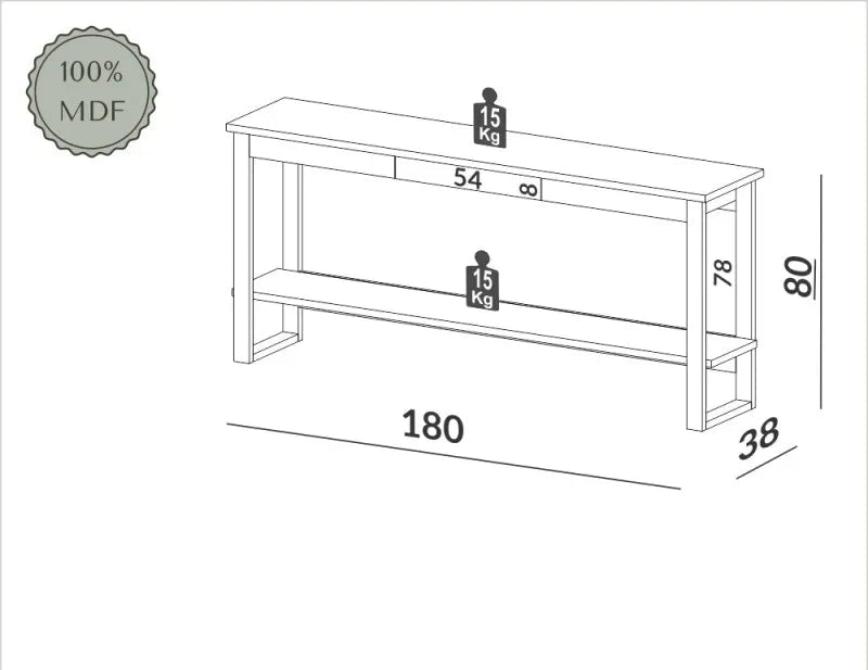 Aparador Industrial 180CM con Cajon - Linea Factory 100% MDF