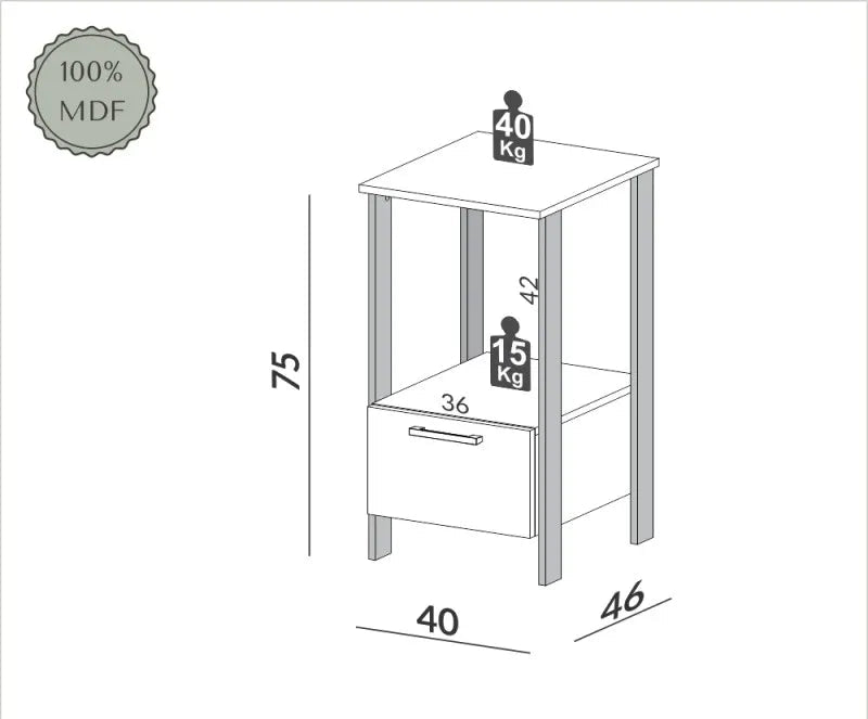 Mesa Estante Auxiliar para Escritorio - Linea Factory 100% MDF
