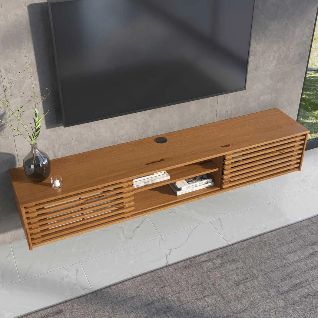 Rack Suspendido TV 175CM Ripado Riven - Madera Maciza