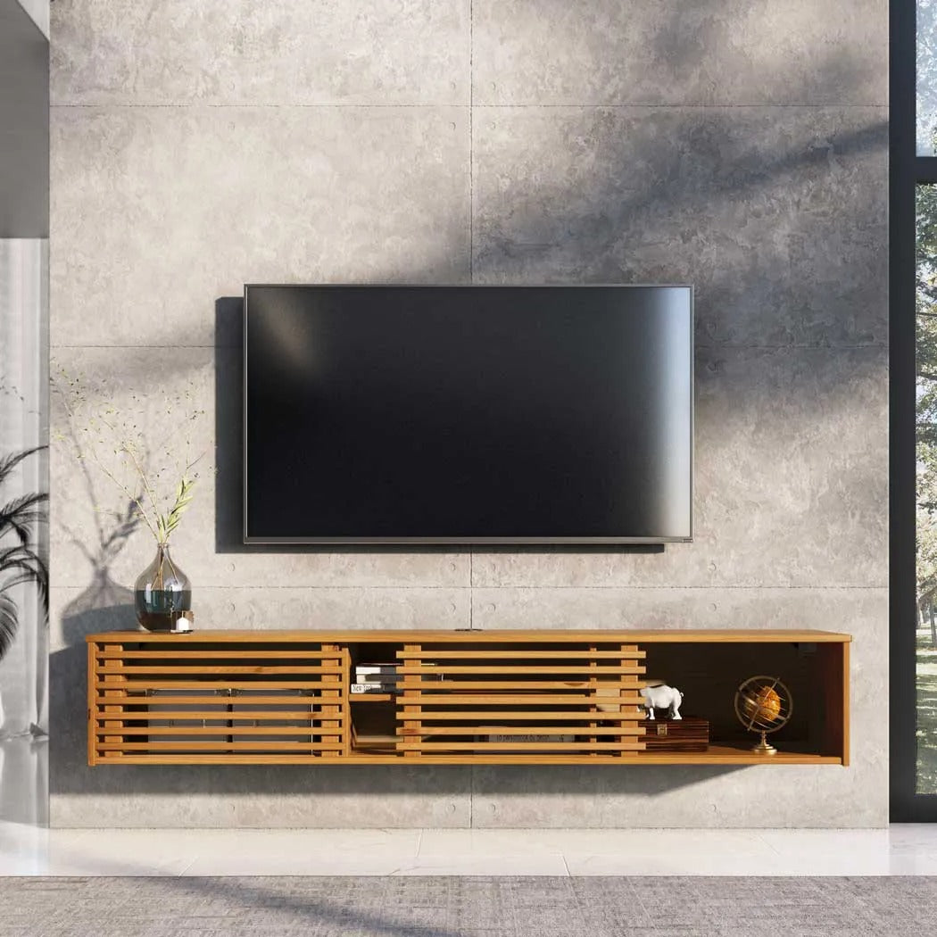 Rack Suspendido TV 175CM Ripado Riven - Madera Maciza