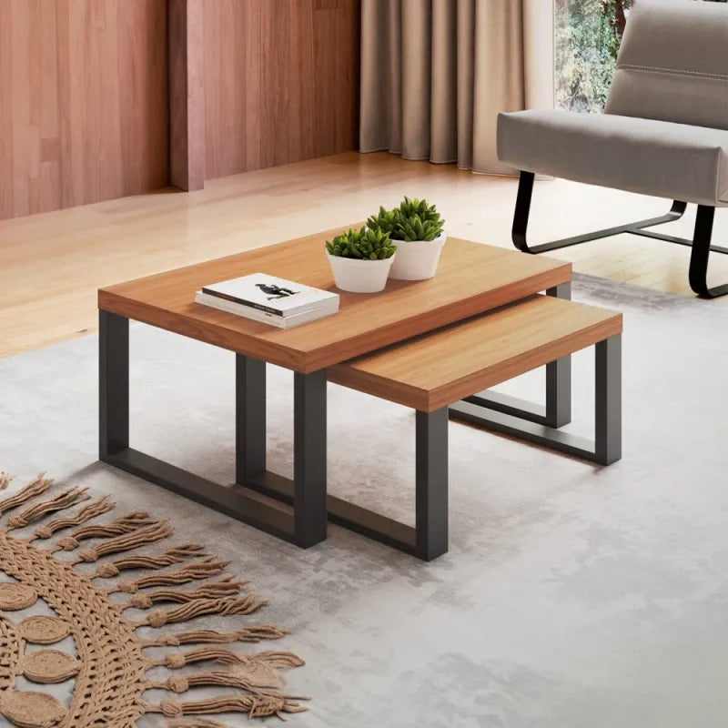 Conjunto de Mesas Ratonas Industrial 100% MDF - Linea Factory