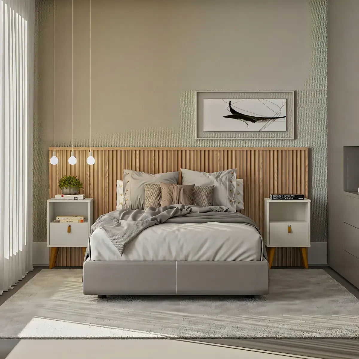 Respaldo de Cama con Listones de Madera Rafaela 240CM