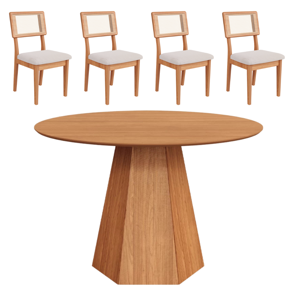 Juego de comedor Milano - 4 Sillas Tapa Ratan 100% MDF