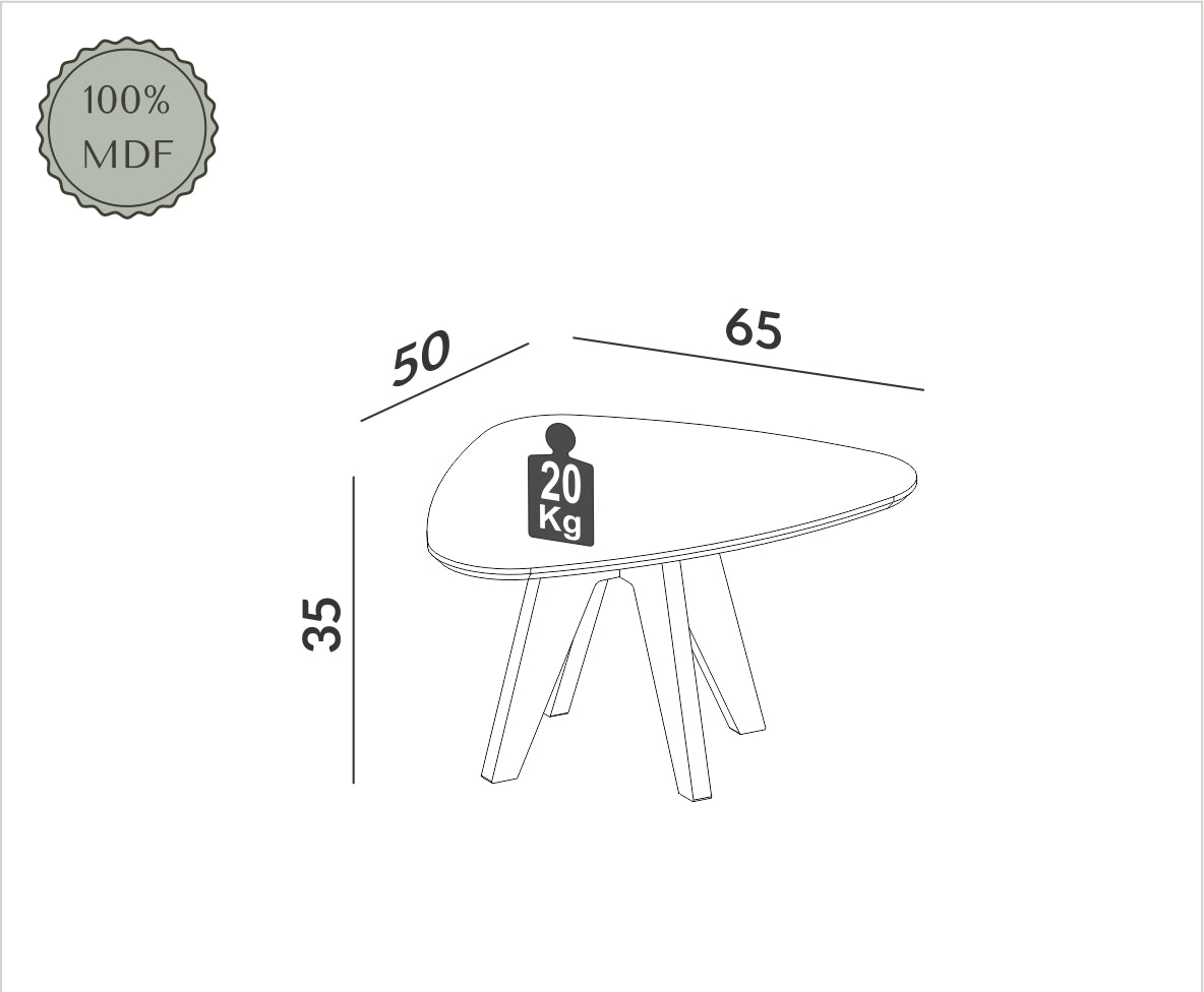 Mesa de Centro Organic Alta 65cm 100% MDF