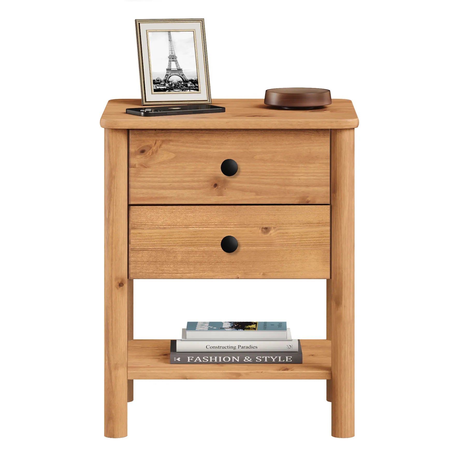 Mesa de luz Apama 2 cajones - Madera Maciza