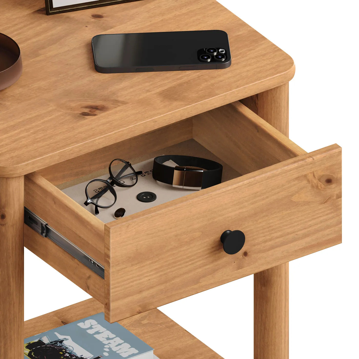 Mesa de luz Apama 1 cajon - Madera Maciza