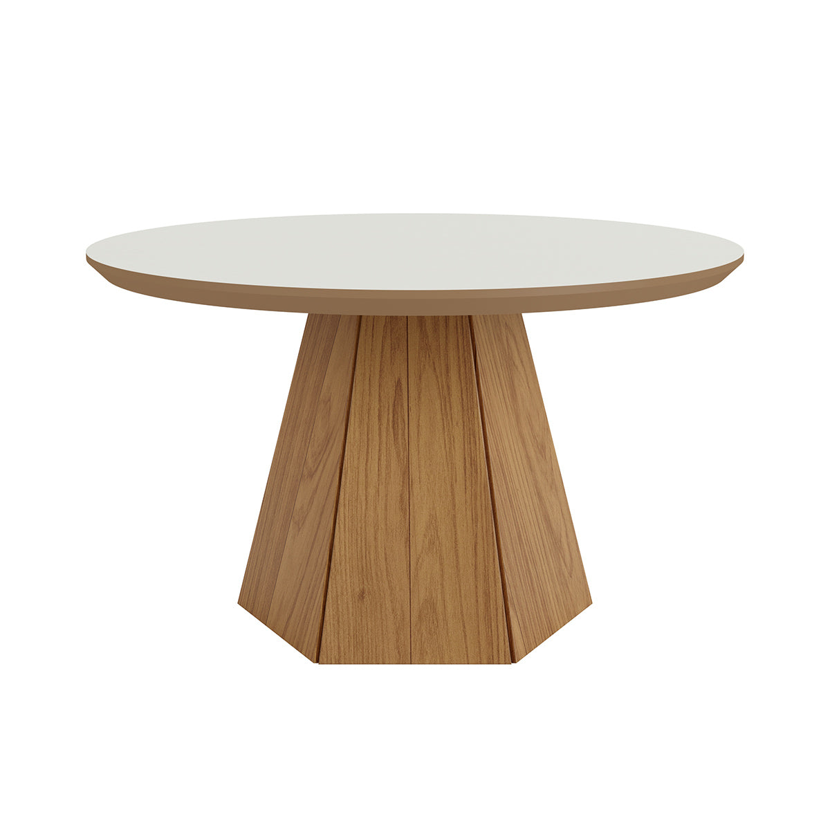 Mesa Ratona de Centro Lorena Hexagonal 70CM - OFF WHITE/FREIJO