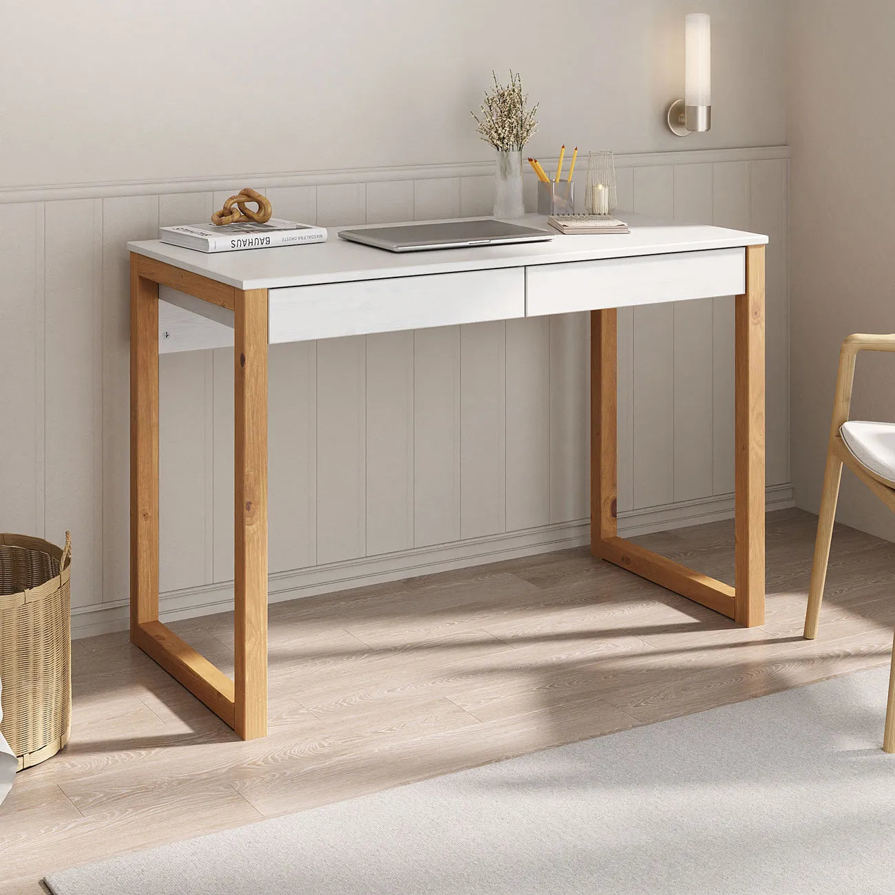 Escritorio 110cm Atena 2 Cajones - Madera Maciza