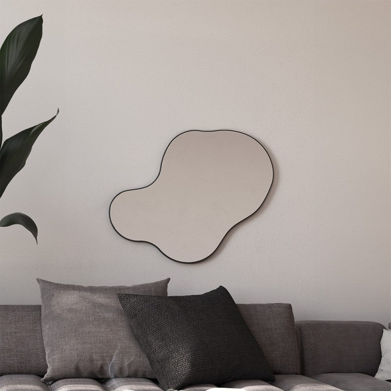 Espejo Organico Amanda Irregular 89cm 100% MDF Organico Negro Mate